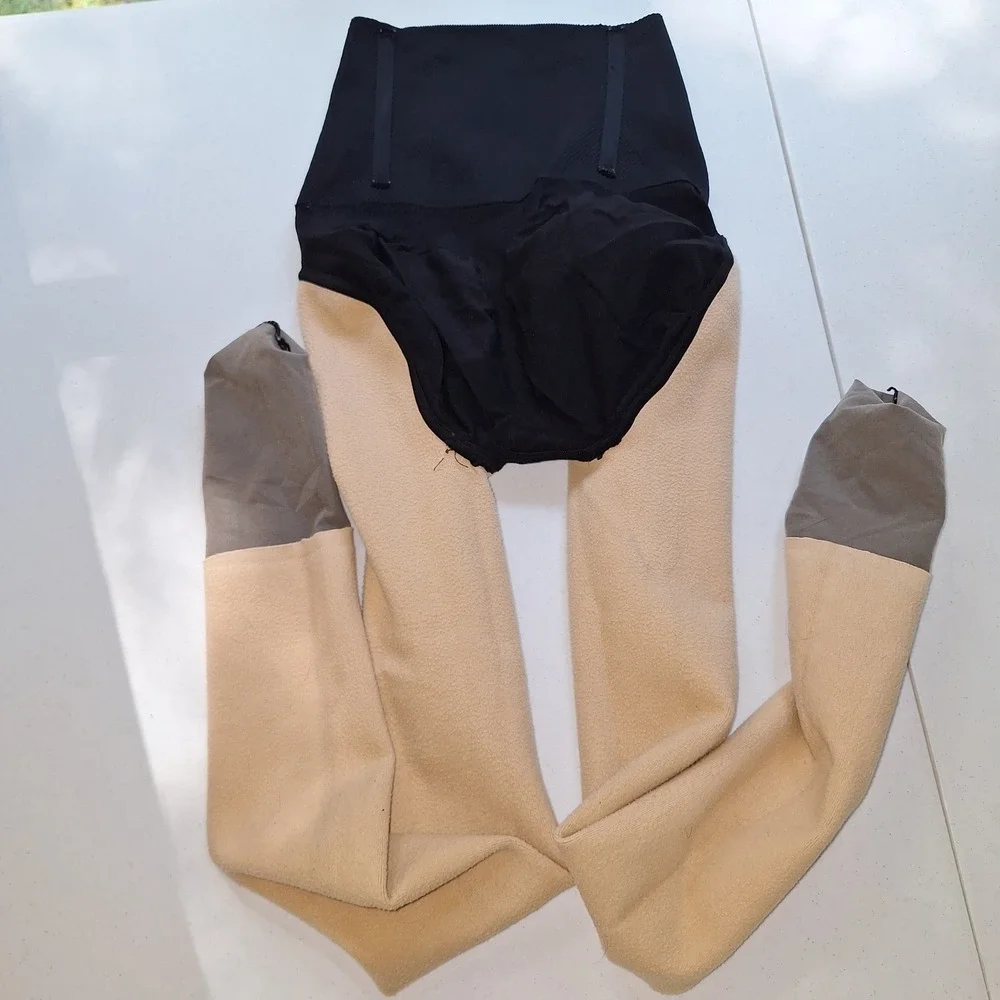 Y2K Soft Girl Layering Compression Shaping High Waist Footed Tights Black S